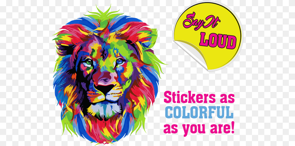 Colorful Lion Sticker, Graphics, Art, Person, Baby Png