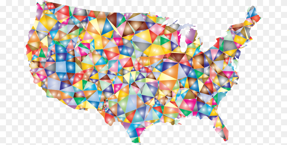 Colorful Low Poly America Usa Map Clip Art, Collage, Pattern, Graphics, Baby Free Png Download
