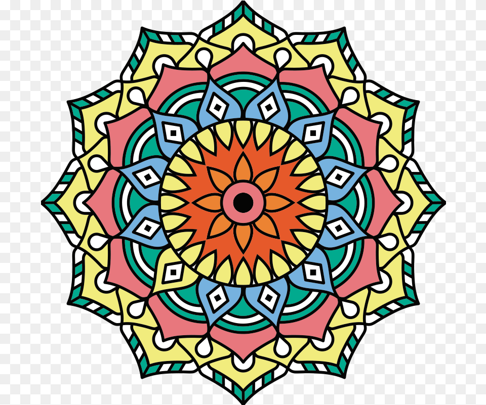 Colorful Mandala Flower Shaped Vinyl Rug Tenstickers Colorful Mandala, Art, Pattern, Dynamite, Weapon Free Transparent Png