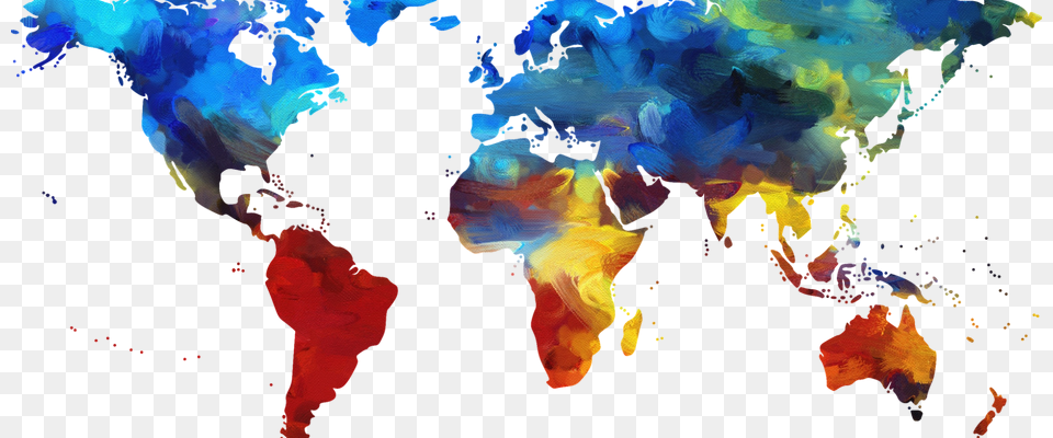 Colorful Map World Map, Art, Modern Art, Painting Free Png