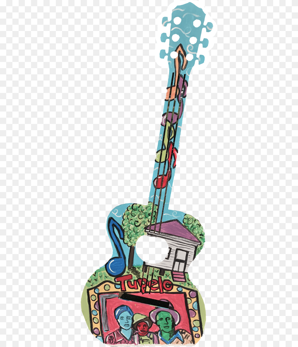 Colorful Metal Guitar At Elvis Presley Birthplace Colorful Guitar Clipart, Musical Instrument, Person, Baby, Bass Guitar Free Png Download