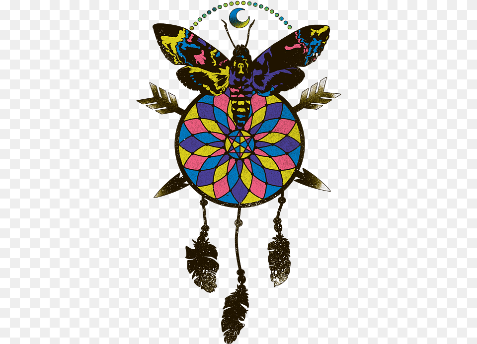 Colorful Moth Dreamcatcher Butterfly Dream Catcher Beach Sheet Skull Butterfly, Art, Accessories, Chandelier, Lamp Free Png