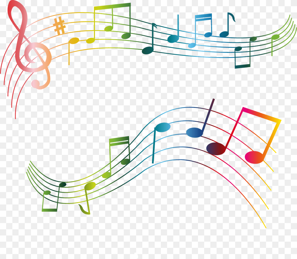 Colorful Music Notes, Art, Graphics Free Png