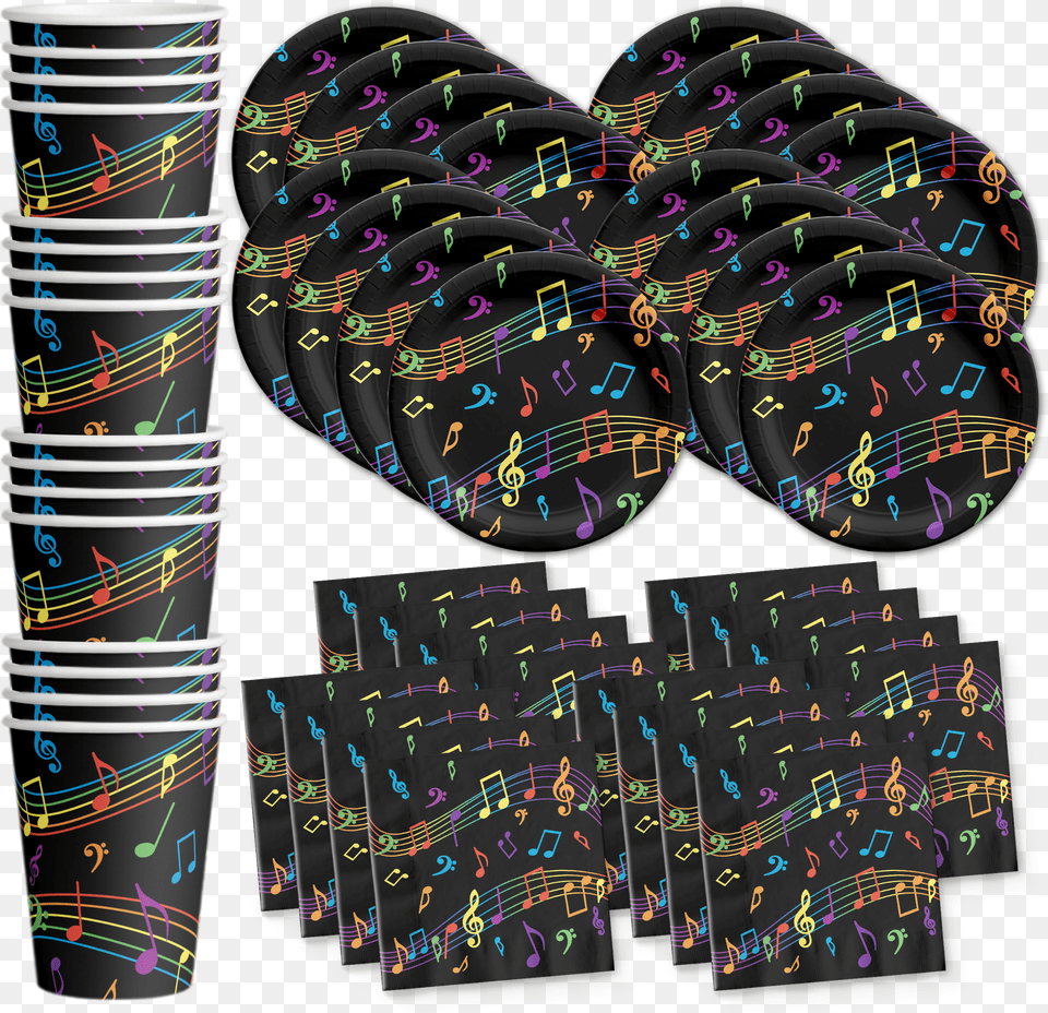 Colorful Music Notes Birthday Party Tableware Kit For 16 Guests Billie Eilish Party Decor, Accessories, Formal Wear, Tie, Cad Diagram Png Image