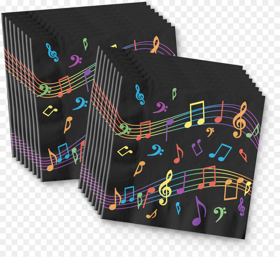 Colorful Music Notes Birthday Party Tableware Kit For 16 Horizontal, Accessories, Formal Wear, Tie, Blackboard Png