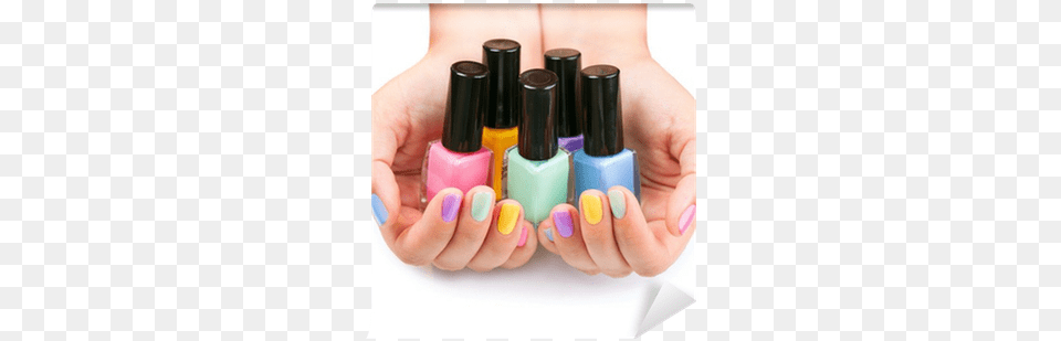 Colorful Nail Polish Bottles Wall Mural Pixers Colorful Nail Polish Posters, Cosmetics, Lipstick, Body Part, Hand Free Png Download