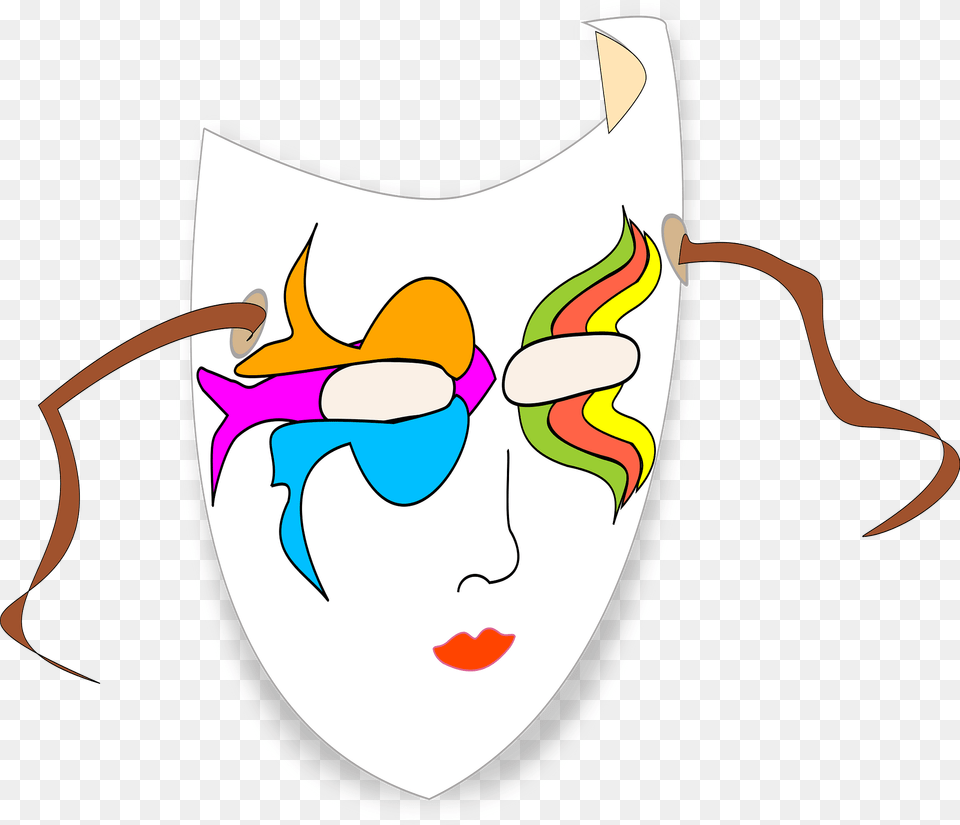 Colorful Old Style Theater Mask Clipart, Armor, Shield Free Png