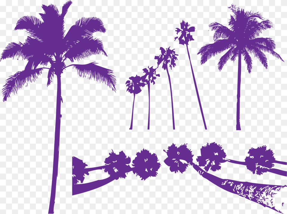 Colorful Palm Tree Silhouette, Palm Tree, Plant, Vegetation, Outdoors Free Png