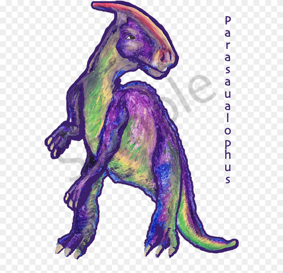 Colorful Parasauralophus Dinosaur Art Animal Figure, Purple, Person Free Png Download