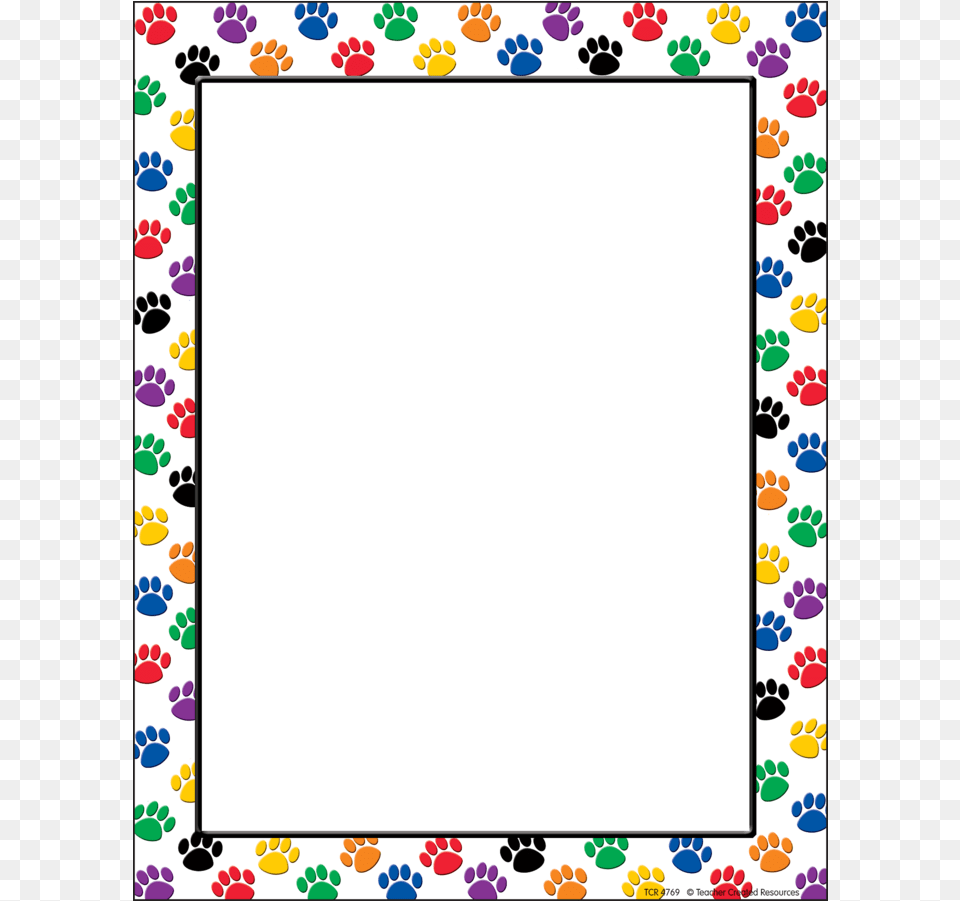 Colorful Paw Prints Computer Paper Colorful Paw Print Border, White Board, Blackboard Free Png
