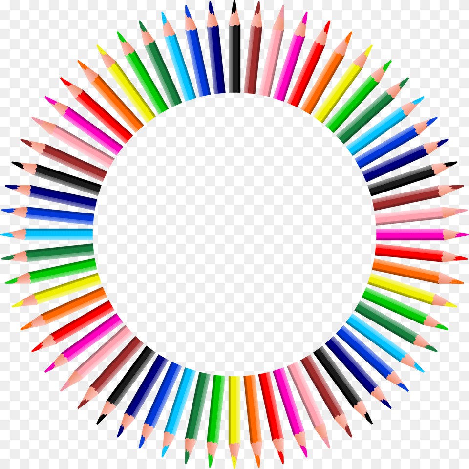 Colorful Pencils Frame 4 Clip Arts Circle Of Pencils, Pencil, Crayon Png Image