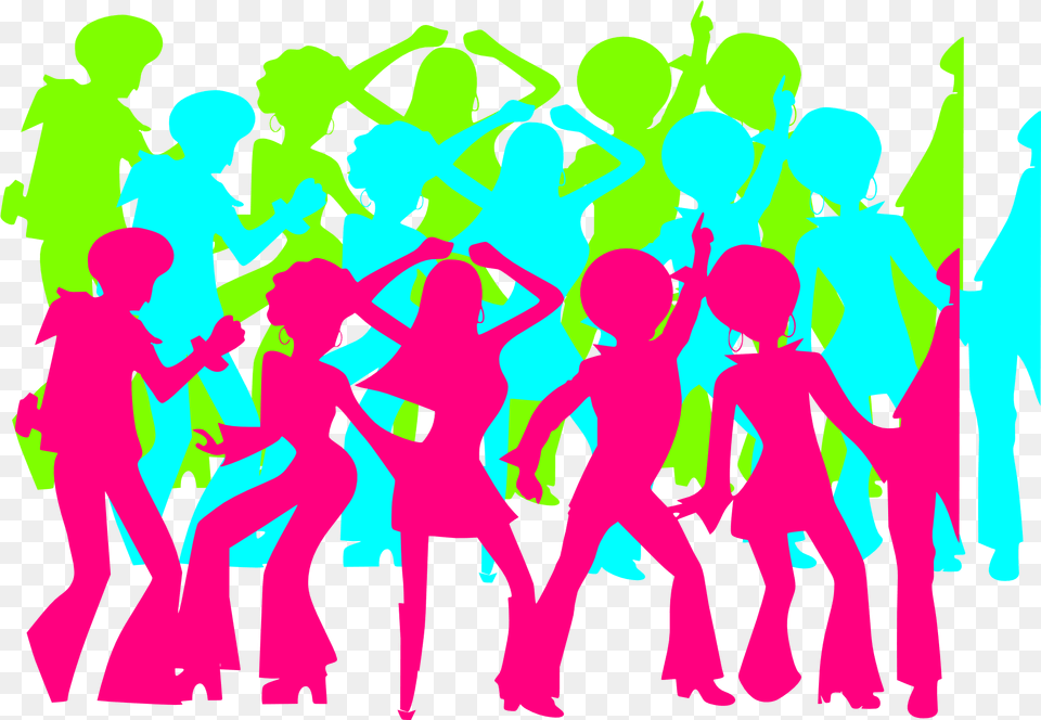 Colorful People Silhouettes In A Disco Image Disco Dance Party Clipart, Person, Club, Baby, Dancing Free Transparent Png