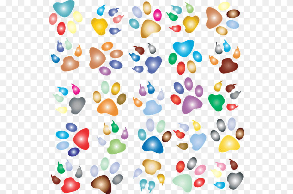 Colorful Prismatic Rainbow Animal Paw Prints Dog Animal Paw Print Background, Balloon, Paper, Confetti Png