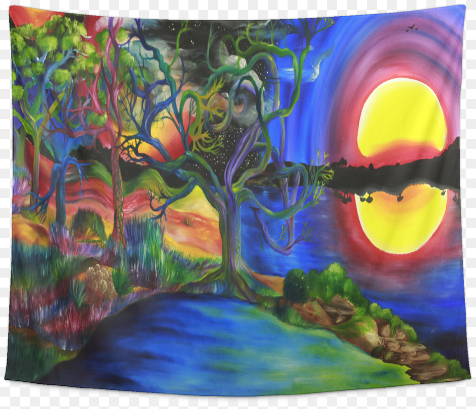 Colorful Psychedelic Rainbow Lake Art Tapestry, Modern Art, Painting Free Png Download