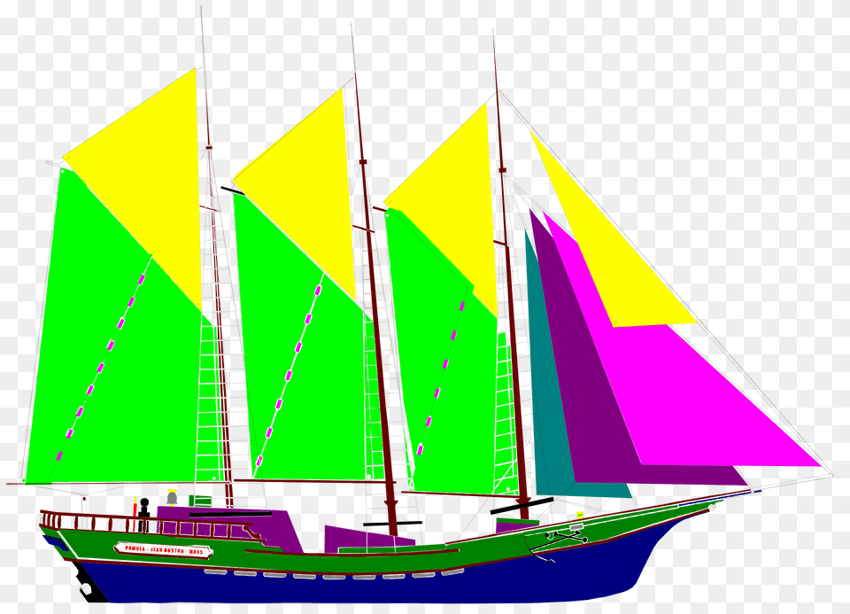 Colorful Sailboat Clipart, Boat, Transportation, Vehicle, Person Png