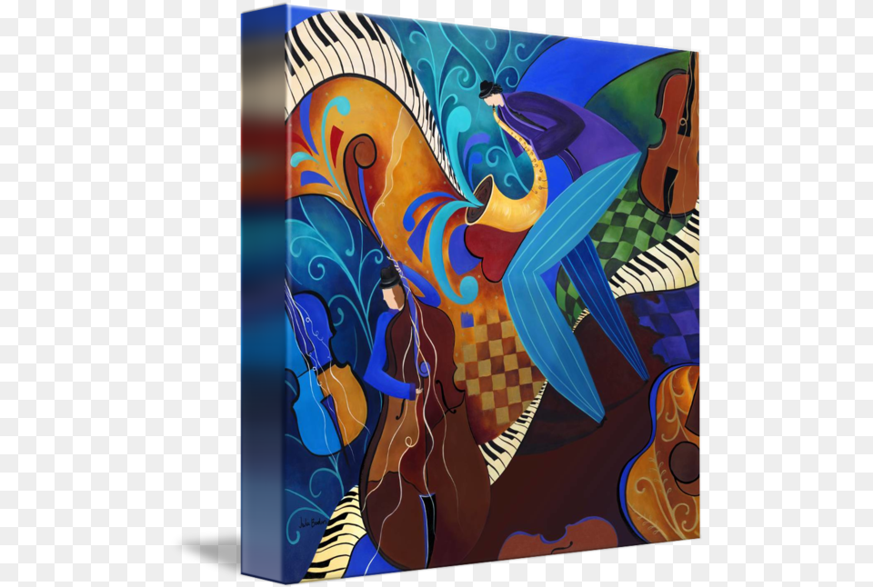 Colorful Sax Player Jazz Blues Music Players By Julie Borden Painting People Playing Sax, Art, Modern Art Free Png