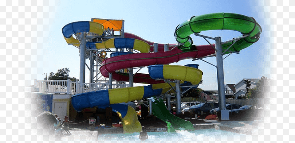 Colorful Spiral Waterslide At Ocean City Waterpark Thunder Lagoon Water Park Ocean City Md, Amusement Park, Water Park, Car, Person Free Transparent Png