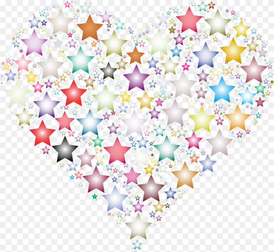 Colorful Stars Big Heart Star Transparent, Flag, Pattern Free Png