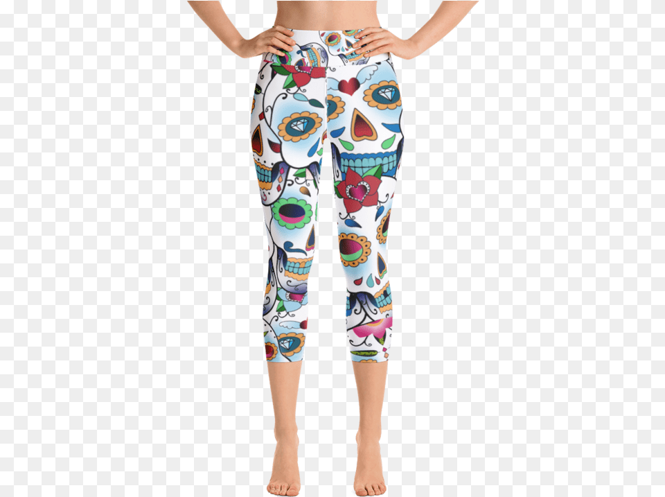 Colorful Sugar Skull Yoga Capri Leggings Leggings, Clothing, Pants, Adult, Female Free Png Download