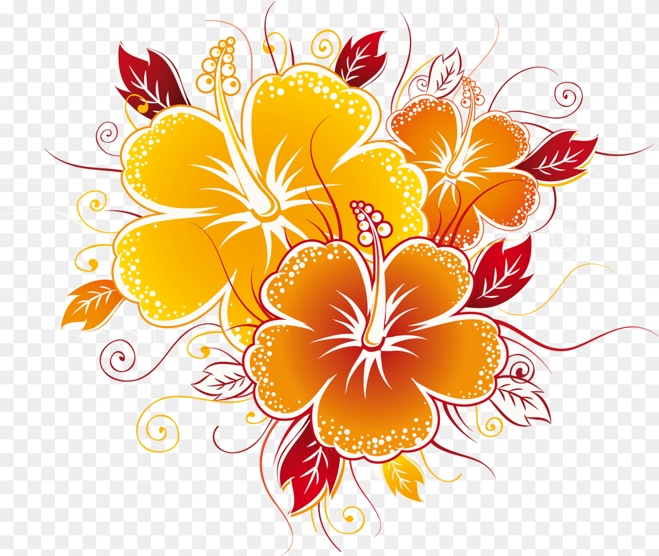 Colorful Swirl Flowers, Art, Floral Design, Graphics, Pattern Png
