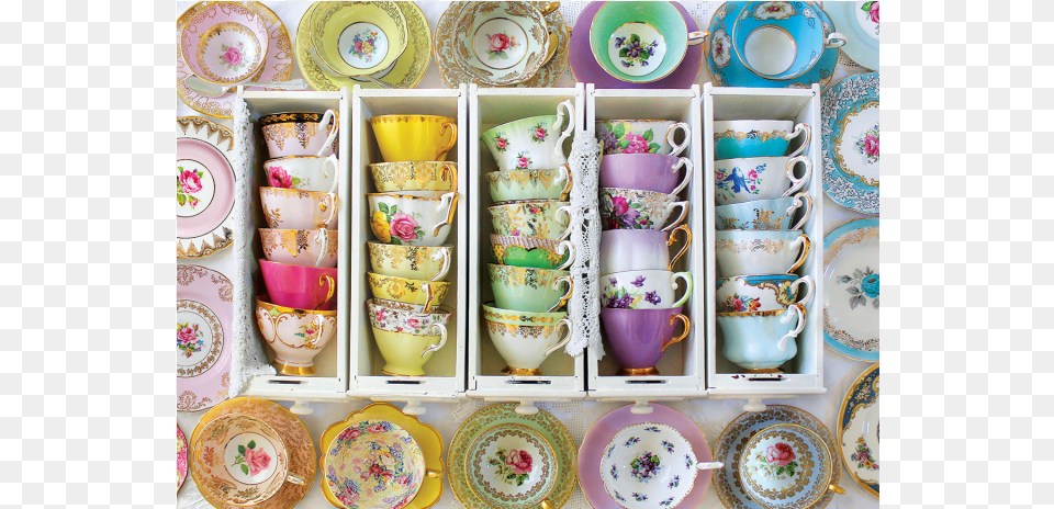 Colorful Tea Cups Jigsaw Puzzle, Art, Porcelain, Pottery, Cup Free Png