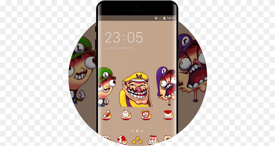 Colorful Theme Memes Art Minimalism Derp Waluigi, Electronics, Phone, Mobile Phone, Face Free Transparent Png