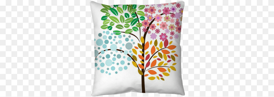 Colorful Tree Of Four Seasons Mural 4 Estaciones Del, Cushion, Home Decor, Pillow, Pattern Free Png