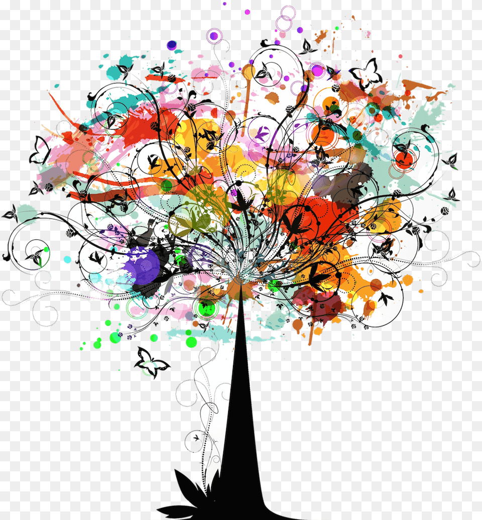 Colorful Vector Tree Past Present Future Tree, Art, Pattern, Floral Design, Modern Art Free Transparent Png