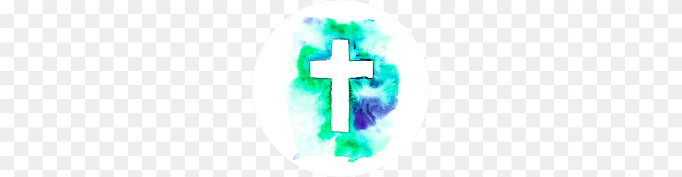 Colorful Watercolor Cross Circle Sticker, Symbol, Disk Free Transparent Png