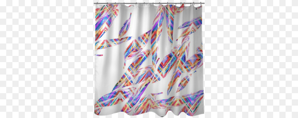 Colorful Watercolor Leaves Of Exotic Calathea Whitestar Bed Skirt, Curtain, Shower Curtain Png