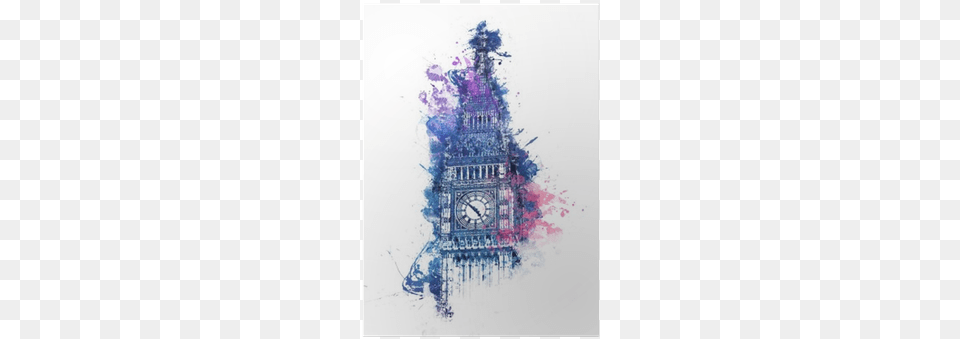 Colorful Watercolor Painting Of Big Ben Poster Pixers Big Ben Watercolor, Architecture, Building, Clock Tower, Tower Png