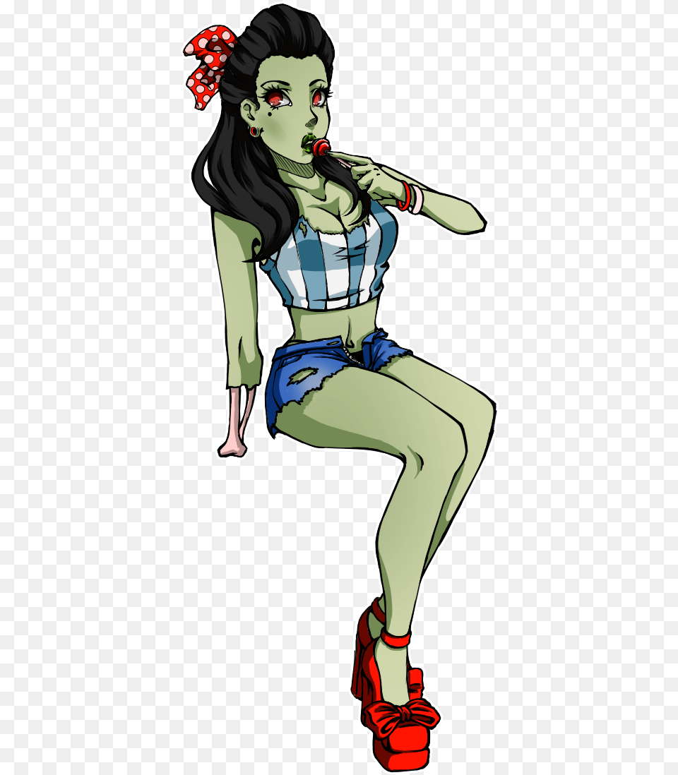 Colorful Zombie Pin Up Girl In Red Heels Tattoo Design Pin Up Model, Publication, Book, Comics, Adult Free Png Download