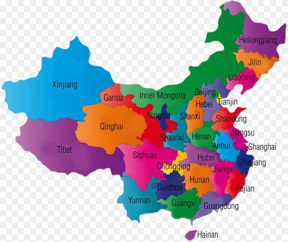 Colorfulchinamapwithprovincespng Pixels Map Of China Hd, Chart, Plot, Atlas, Diagram Free Transparent Png