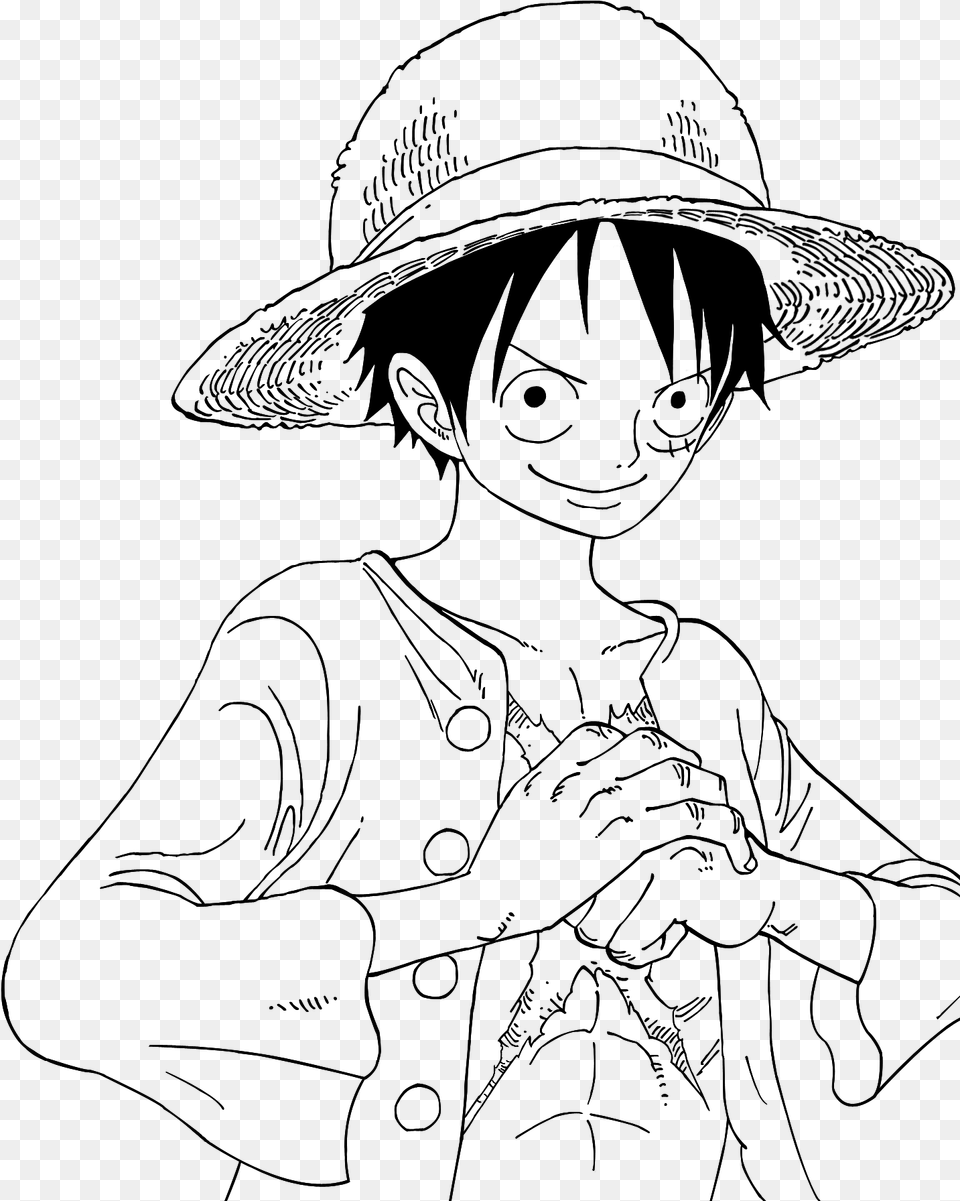 Coloriage De One Piece Luffy Lgant Photo Coloriage One Piece 2 Years Later, Gray Png Image