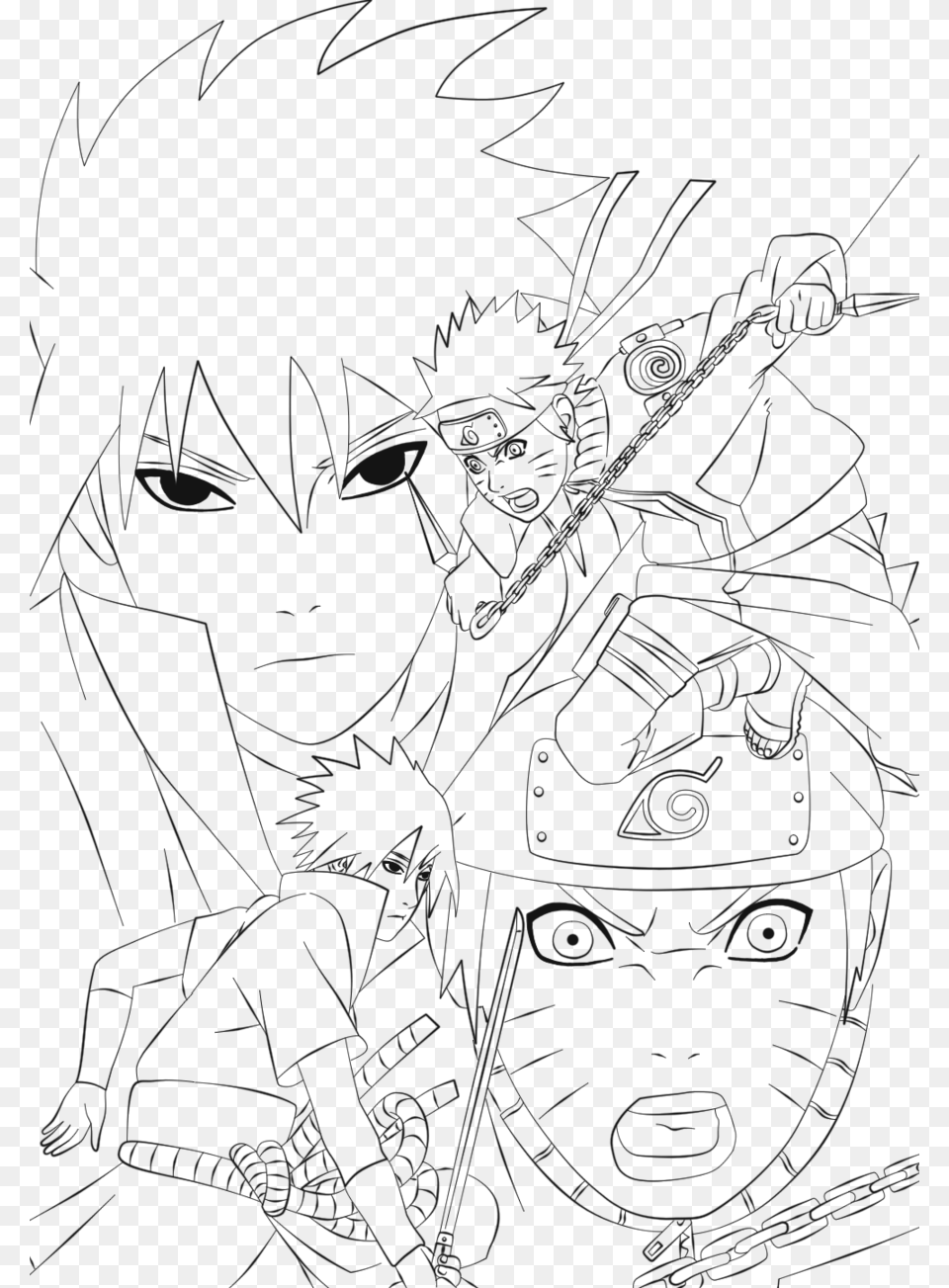 Coloriage Naruto Akatsuki Papedelca Com Naruto Vs Sasuke Line Drawing, Art, Blackboard, Book, Comics Free Png Download