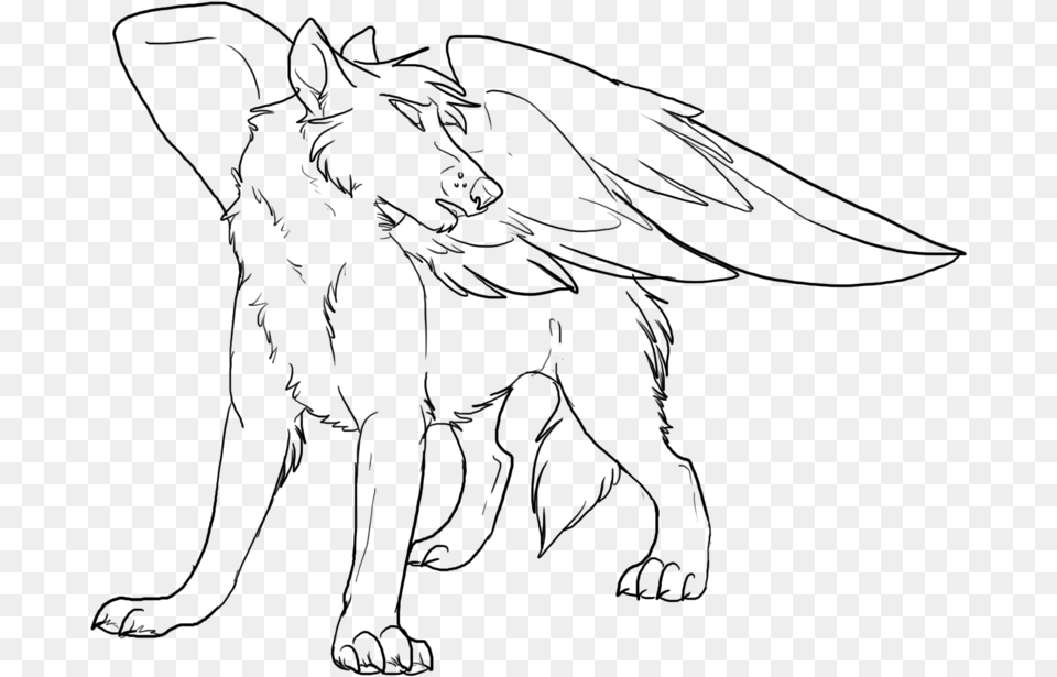 Coloring Book Dog Baby Wolves Puppy Drawing Female Wolf With Wings Coloring Pages, Gray Free Png