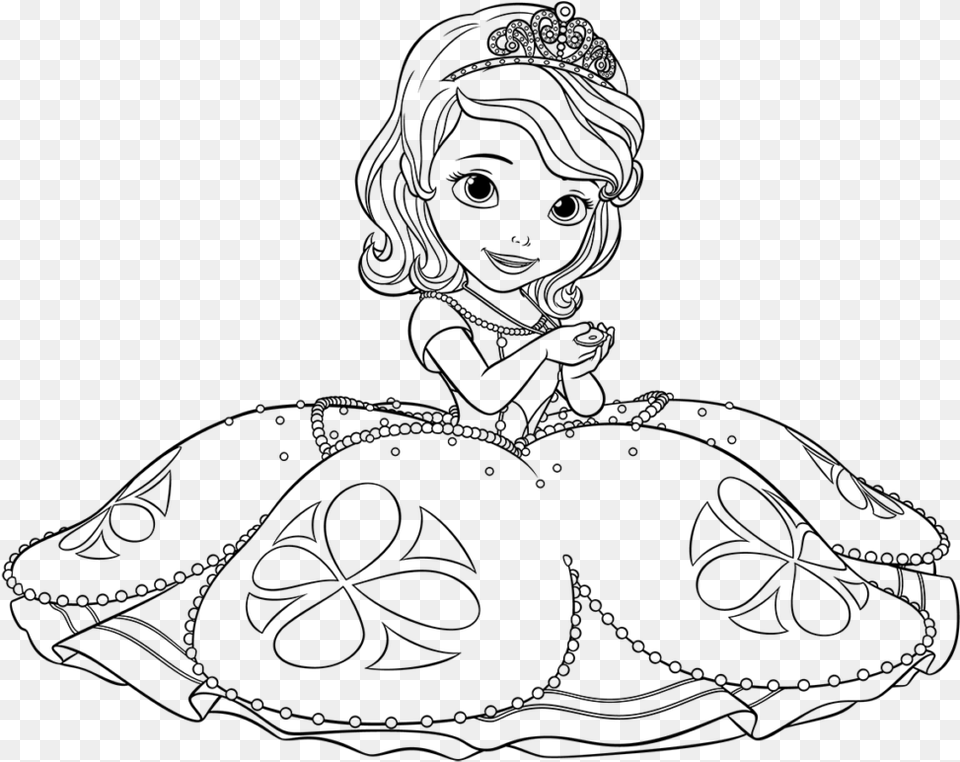 Coloring Book Drawing Amazing Princess Sofia Disney Princesa Sofia Para Pintar, Gray Png