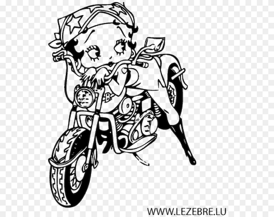 Coloring Book Girl Motorcycle, Transportation, Vehicle, Person, Art Png Image