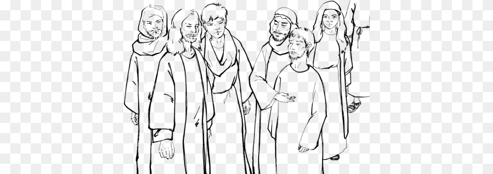 Coloring Book Miracles Of Jesus Bible Mark 7 Gospel Bible Mark Cospel Drawing, Gray Free Png