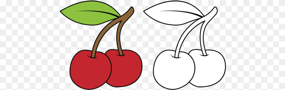 Coloring Cherry For Kids Superfood, Food, Fruit, Plant, Produce Free Png Download