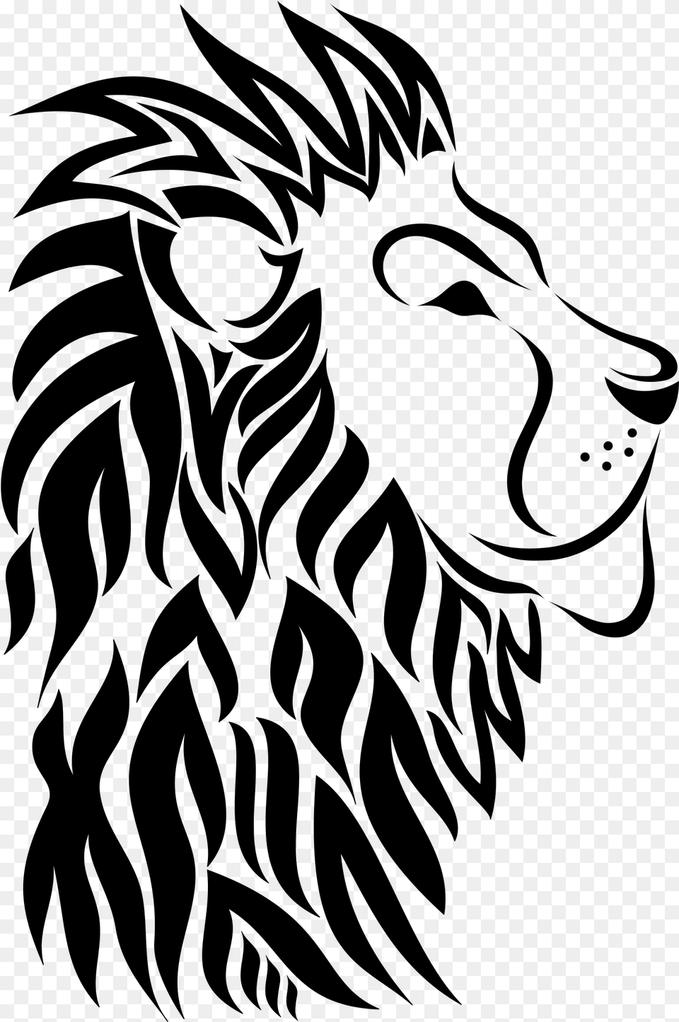 Coloring Clipart Lion Scroll Saw Lion Pattern, Gray Png Image