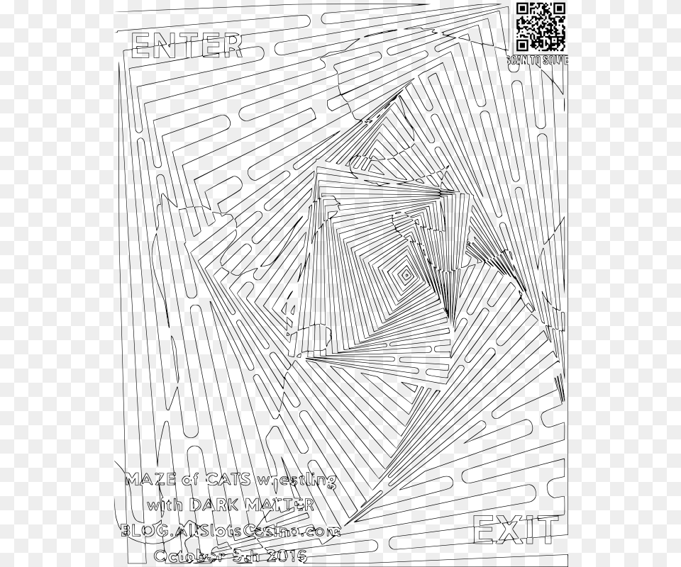 Coloring For Adults Maze Of Cats Wrestling Some Dark Maze Adult, Gray Free Png
