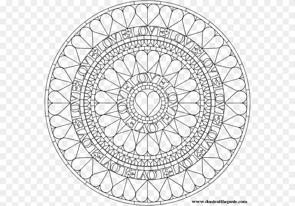 Coloring Heart Mandala, Gray Free Transparent Png