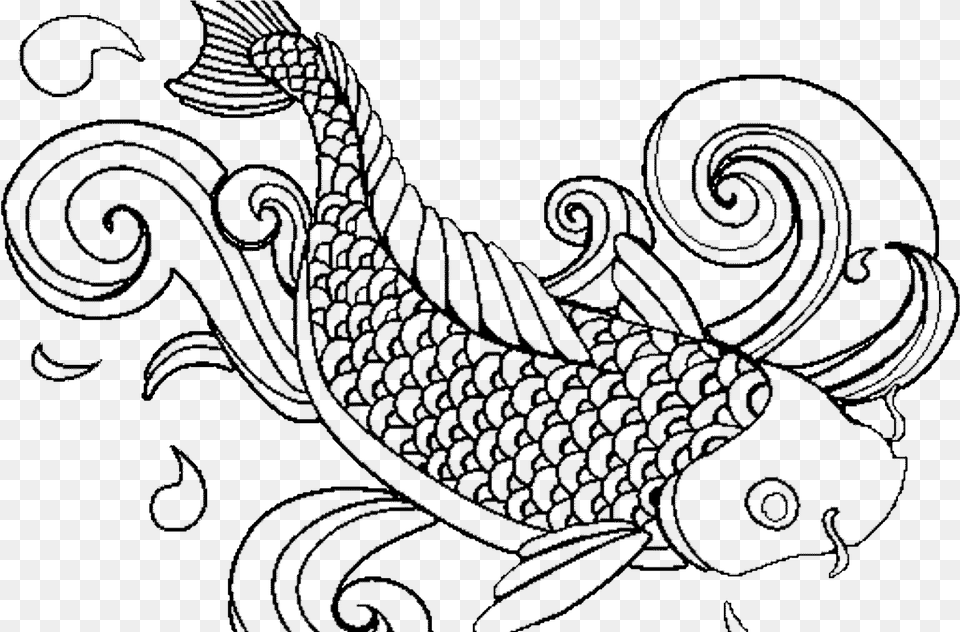 Coloring Pages Of Fish Goldfish And Various Colouring For Adults Fish, Gray Free Png