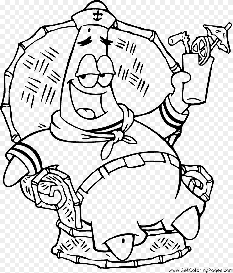Coloring Pages Of Patrick Star Sailor Sailor Patrick Star, Stencil, Person Png