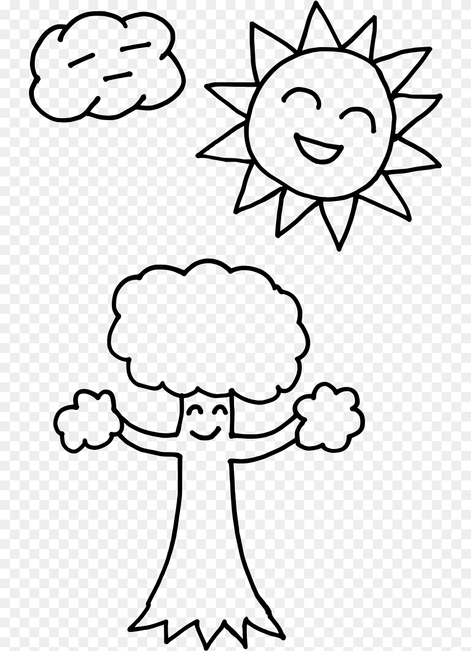 Coloring Pages Of Trees And Sun Download Sun And Cloud Coloring Pages, Gray Png Image