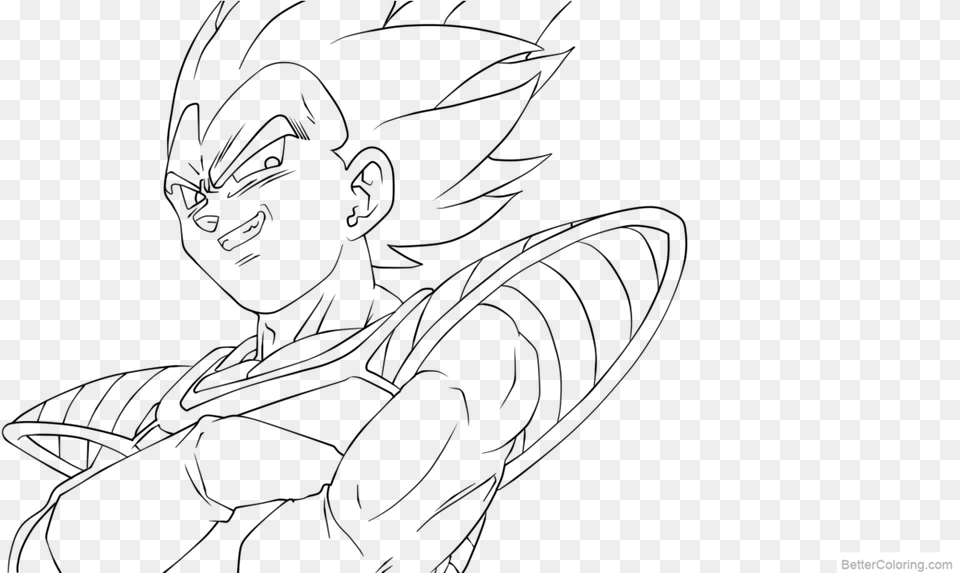 Coloring Pages Of Vegeta Line Art By Xphire906 Vegeta Line Art, Gray Free Png Download