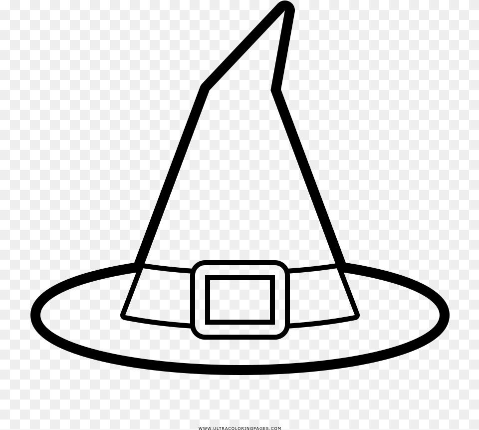 Coloring Pages Of Witches Hat With Witch, Gray Free Png Download