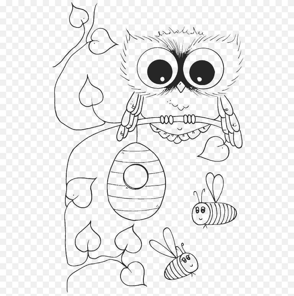 Coloring Pages Owls Cute Owl Clipart Black And White, Art, Doodle, Drawing, Machine Png
