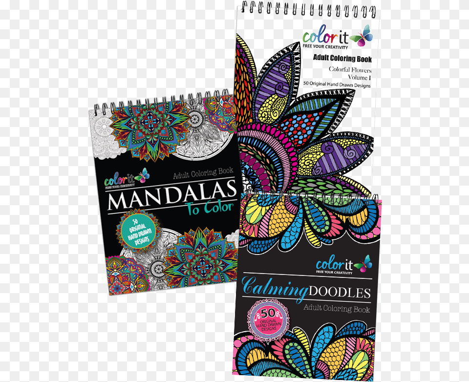 Colorit Classic Doodles Flowers Mandala 50 Original Hand Drawn Mandala Designs By Colorit Adult, Pattern, Advertisement, Paisley, Poster Free Png